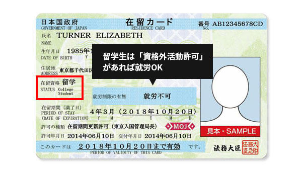 在留資格カード資格外許可確認方法