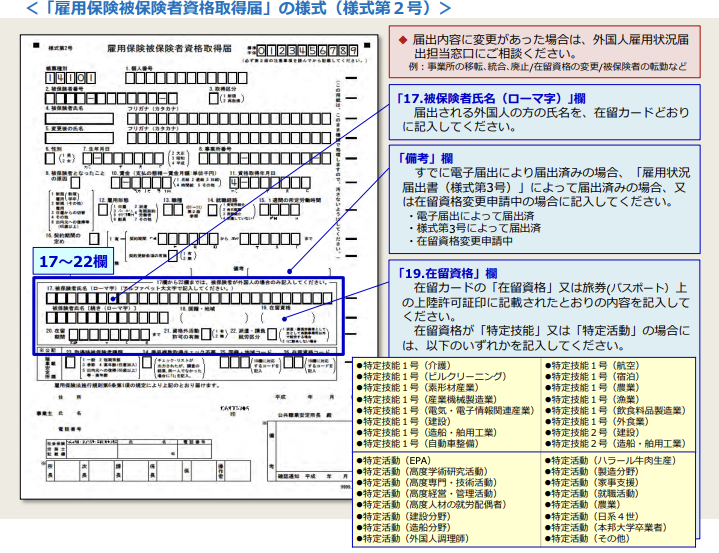 雇用保険被保険者資格取得届（様式第2号）